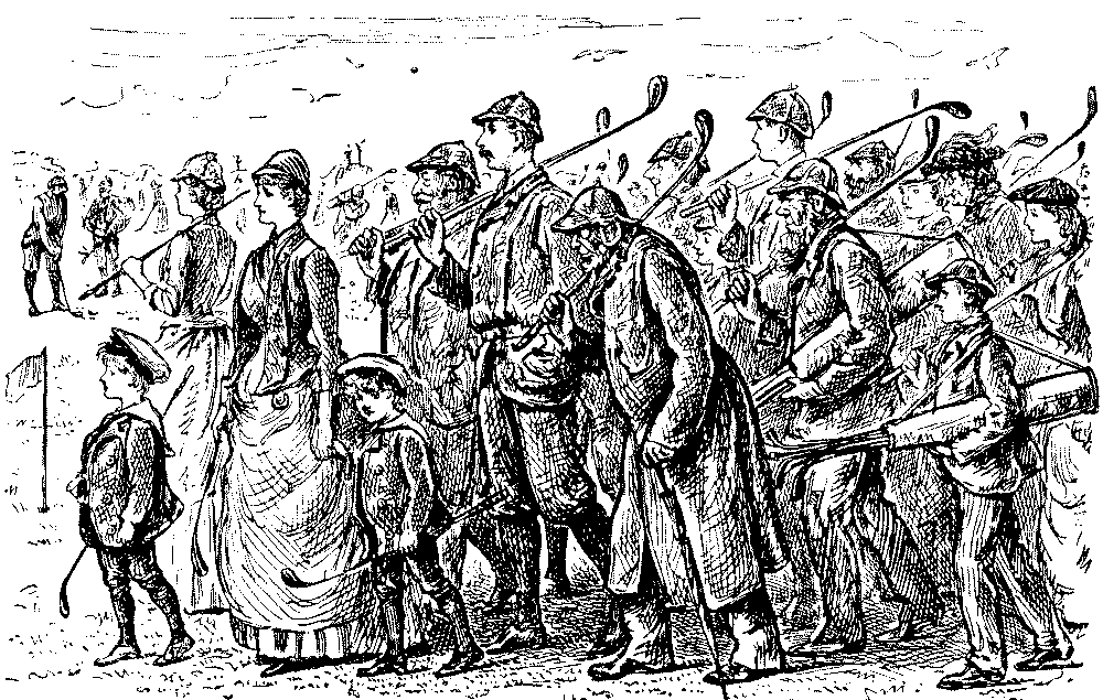 Large gathering of golfers.