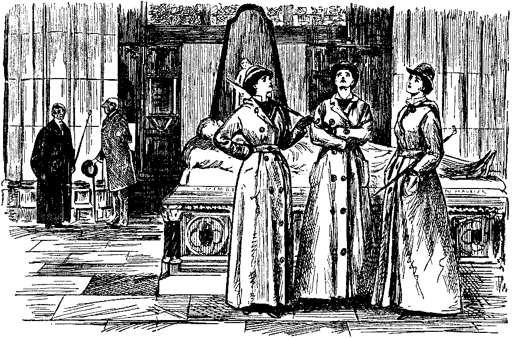 Man and verger discussing churchgoers attire.