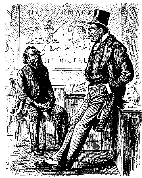 Two men talking.
