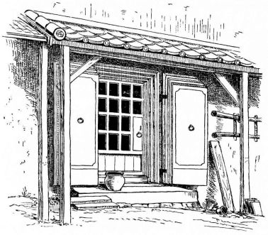 Fig. 140.—Doorway of an old kura in Kioto.