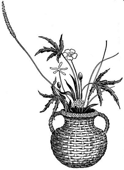 Fig. 295.—Hanging flower-holder of basket-work.