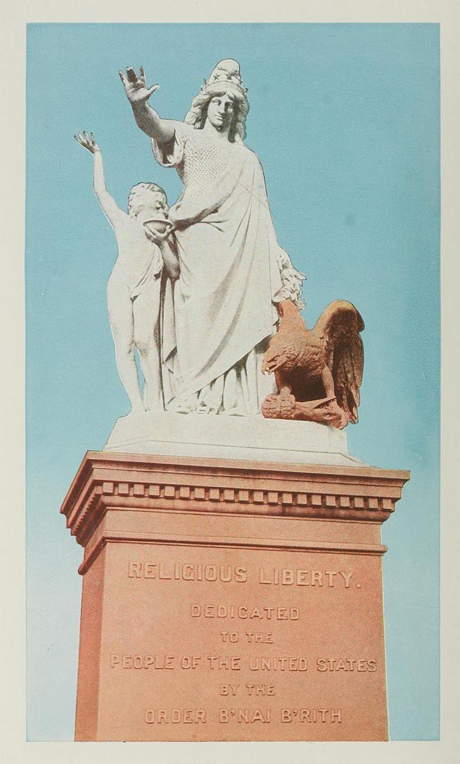 Text on base: RELIGIOUS LIBERTY DEDICATED TO THE PEOPLE OF THE UNITED STATES BY THE ORDER B’NAI B’RITH