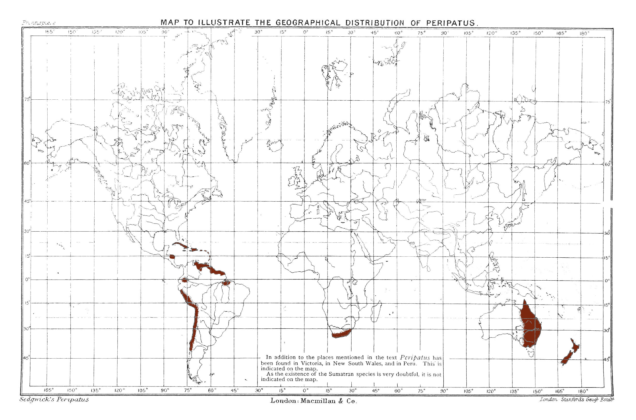MAP TO ILLUSTRATE THE GEOGRAPHICAL
    DISTRIBUTION OF PERIPATUS
