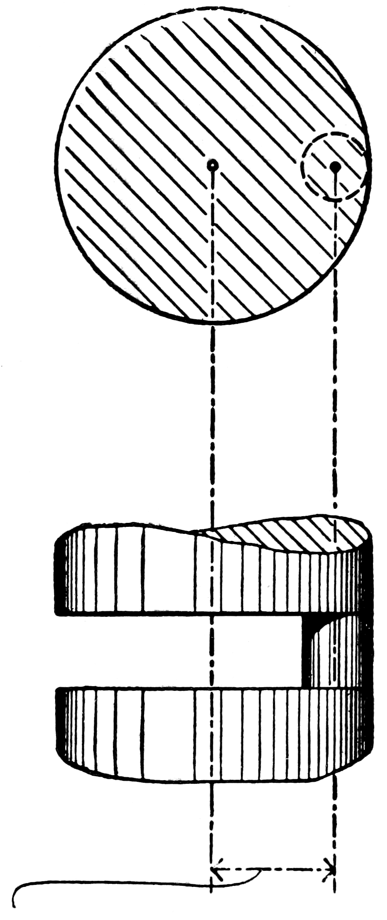 Three cranks with progressively larger crank pins